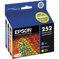 Epson 252 Ink Cartridge, Standard Yield, Cyan/Magenta/Yellow, 3 pk