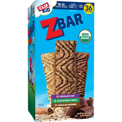 CLIF Kid Zbar Organic Snack Bar, Variety Pack, 1.27 oz, 36 ct