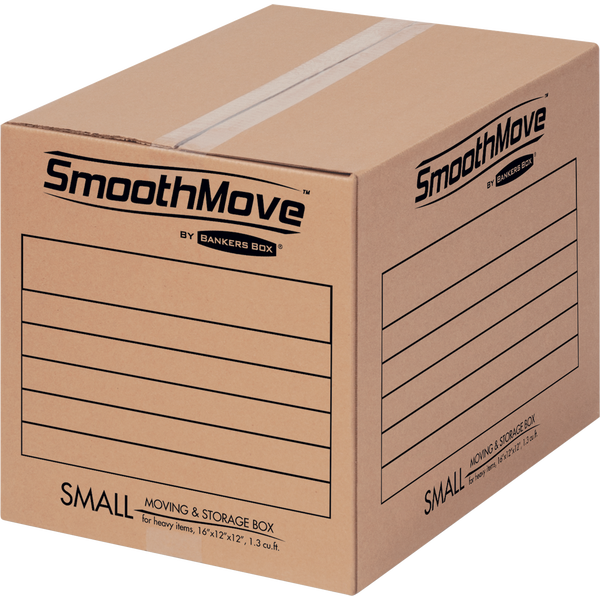 Bankers Box SmoothMove Moving/Storage Box, No Lid, Small, Kraft, 20 ct