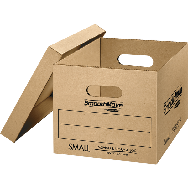 Bankers Box SmoothMove Classic Moving/Storage Box, Lift-Off Lid, Small, Kraft, 10 ct