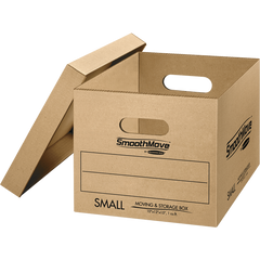 Bankers Box SmoothMove Classic Moving/Storage Box, Lift-Off Lid, Small, Kraft, 10 ct