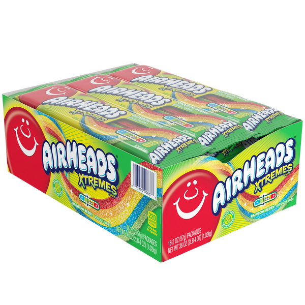 AirHeads Xtremes Sweetly Sour Belts, Rainbow Berry, 2 oz, 18 ct