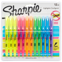 Sharpie Pocket Highlighter, Chisel Tip, Assorted Colors, 12 ct