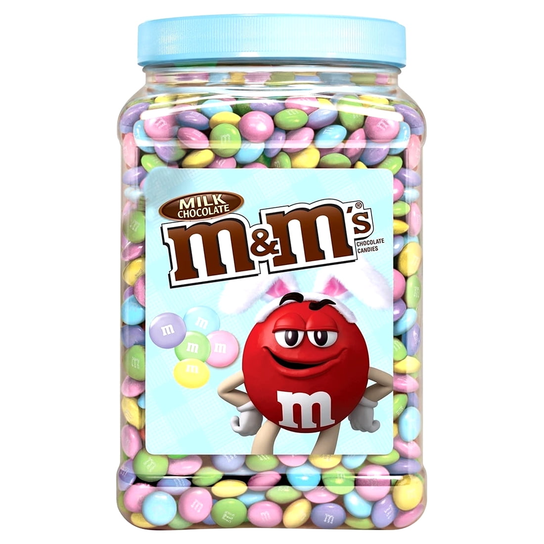 M&M's Milk Chocolate Assorted Pastel Easter Candy Bulk Jar 62 oz.