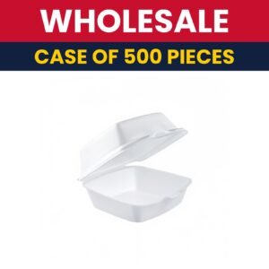 Dart Hinged Lid Food Container - 5"L x 5 2/5"W x 3"H, Insulated Foam, White - Case of 500