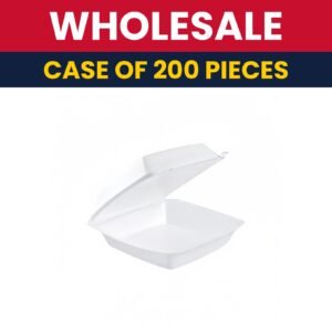 Dart 85HT1 Hinged Lid Food Container - 8 2/5"L x 8"W x 3 1/3"H, Insulated Foam, White - Case of 200