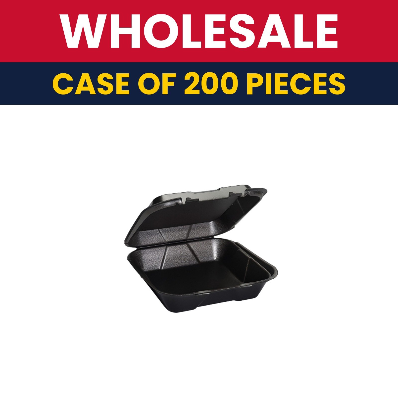 Genpak SN200---3L Hinged Lid Food Container - 9 1/4"L x 9 1/4"W x 3"H, Foam, Black - Case of 200