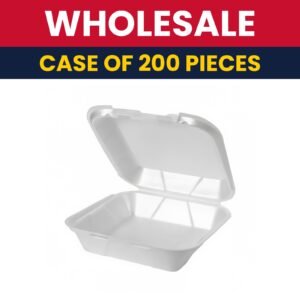 Genpak SN240 Hinged Lid Food Container - 8 1/4"L x 8"W x 3"H, Foam, White - Case of 200