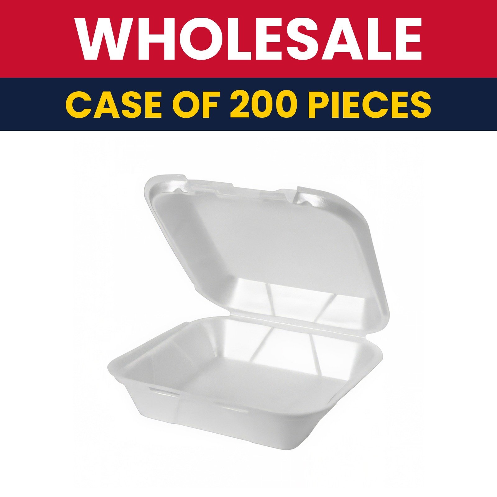 Genpak SN240 Hinged Lid Food Container - 8 1/4"L x 8"W x 3"H, Foam, White - Case of 200