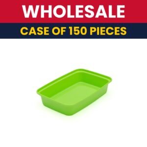 CuBE Packaging 16 oz Rectangular Container w/ Lid - Plastic, Green - Case of 150