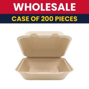 Genera Biobased 9" Square Disposable To Go Food Container - Molded Fiber, Natural - USA-Grown Compostable - Case of 200