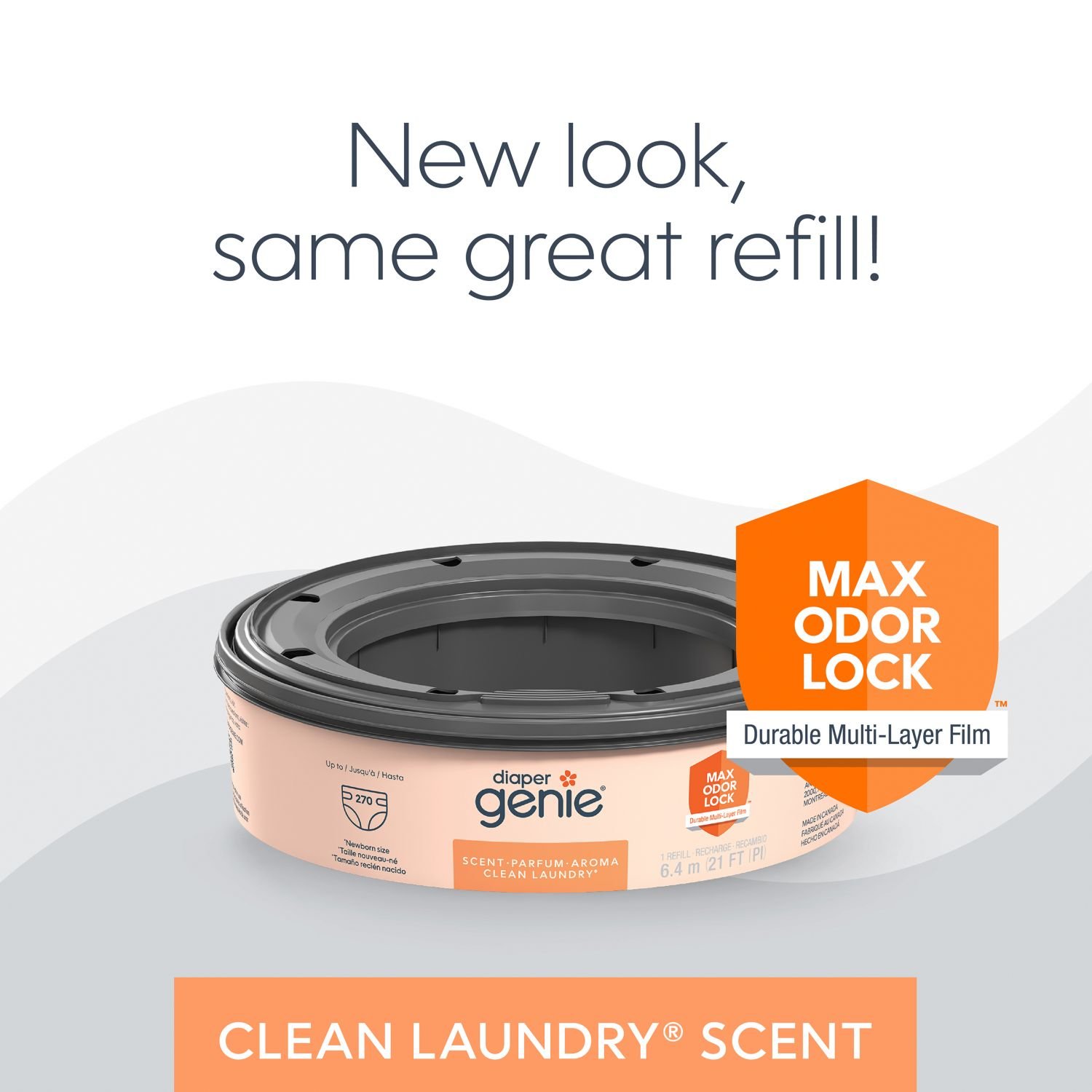 Diaper Genie Clean Laundry Scent Refill, 4 Refills, 1.22 lb, White and Gray Package - Image 2
