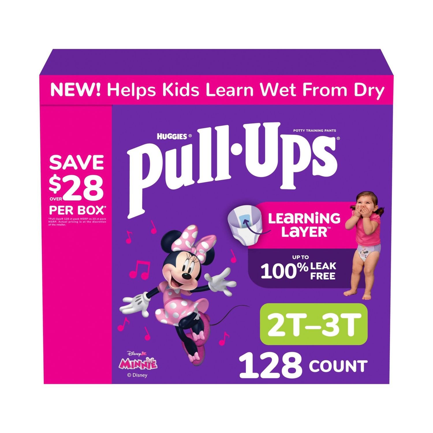 Pull-Ups Girls' Potty Training Pants, Size 2T-3T, 128 Count, 14.26 lb, Pink Box, White Training Pants - Image 5