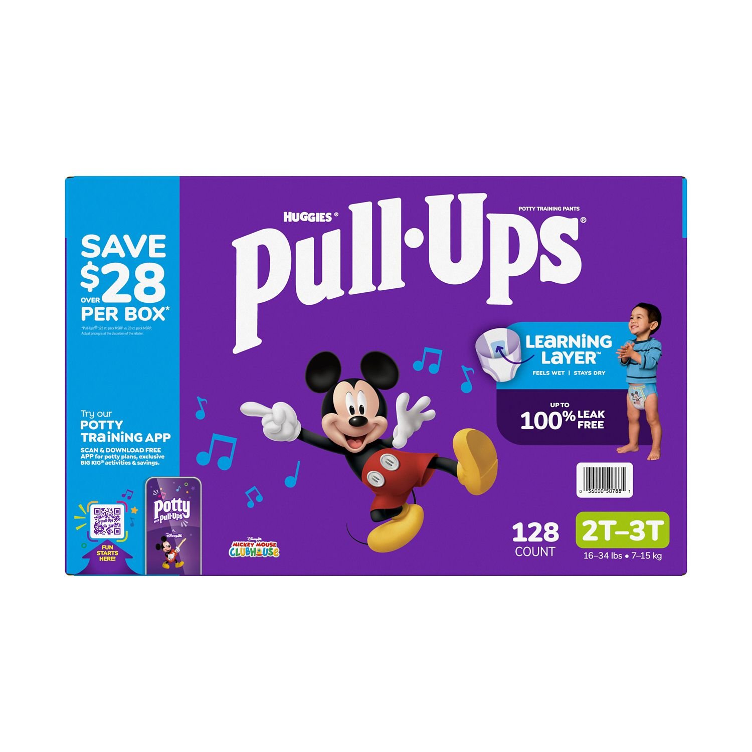 Pull-Ups Boys' Potty Training Pants, Size 2T-3T, 128 Count, 14.26 lb, Blue Box, White with Prints Training Pants - Image 3