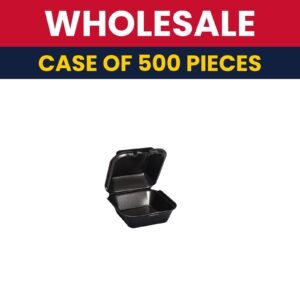 Genpak SN225---3L Hinged Lid Food Container - 5 13/16"L x 5 11/16"W x 3 1/8"H, Foam, Black - Case of 500