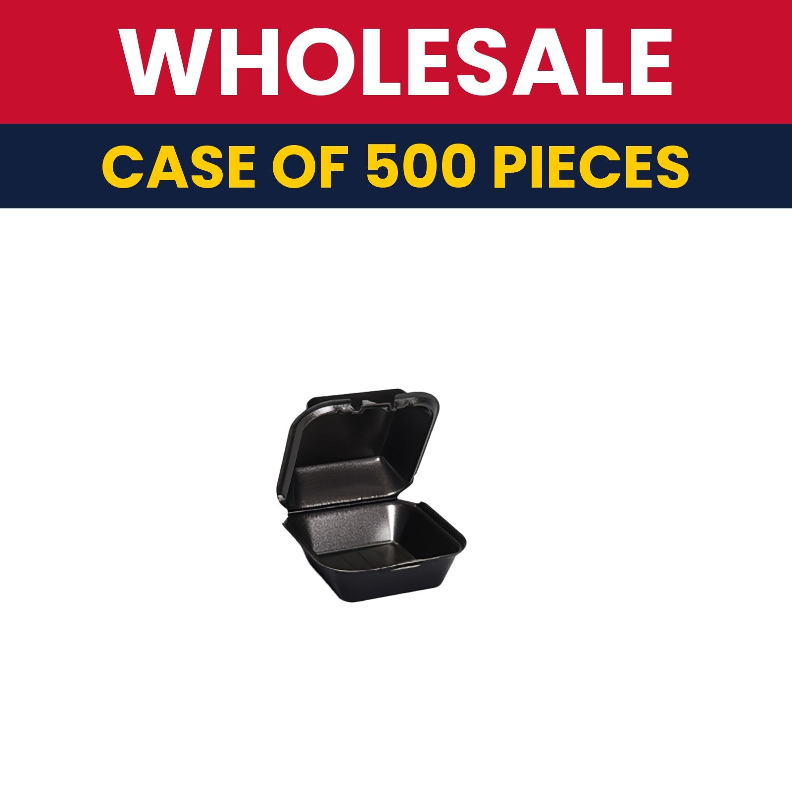 Genpak SN225---3L Hinged Lid Food Container - 5 13/16"L x 5 11/16"W x 3 1/8"H, Foam, Black - Case of 500