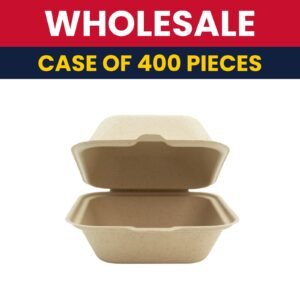 Genera Biobased 6" Square Disposable To Go Food Container - Molded Fiber, Natural - USA-Grown Compostable - Case of 400