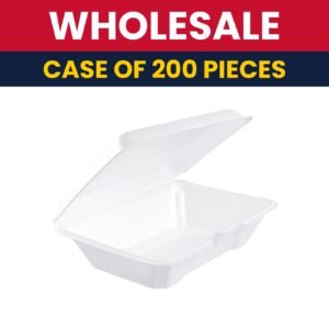 Dart 205HT1 Hinged Lid Food Container - 9 1/3"L x 6 2/5"W x 3"H, Insulated Foam, White - Case of 200