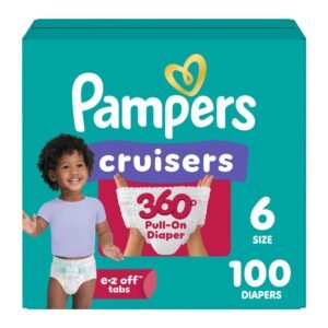 Pampers Cruisers 360 Pull-On Diapers, Size 6, 100 Count, 8.86 lb, Teal Box, White Diapers