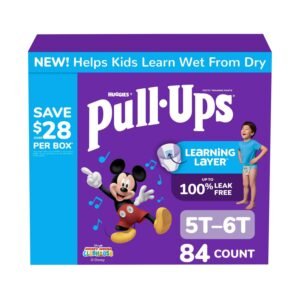 Pull-Ups Boys' Potty Training Pants, Size 5T-6T, 84 Count, 7.9 lb, Blue Box, White Training Pants