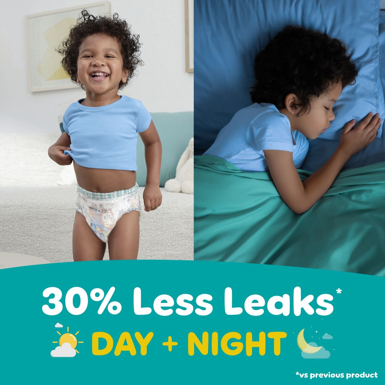 Pampers Easy Ups Training Underwear, Size 4T-5T, 108 Count, 8.42 lb, Teal Box, White with Prints Training Pants - Image 10