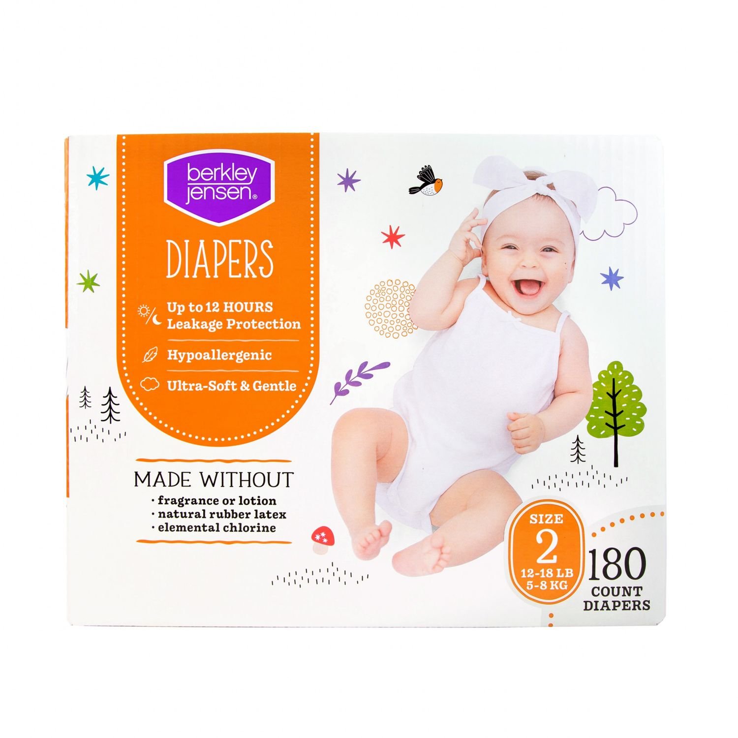 Berkley Jensen Diapers, Size 2, 120 Count, 8.74 lb, White Box, White Diapers