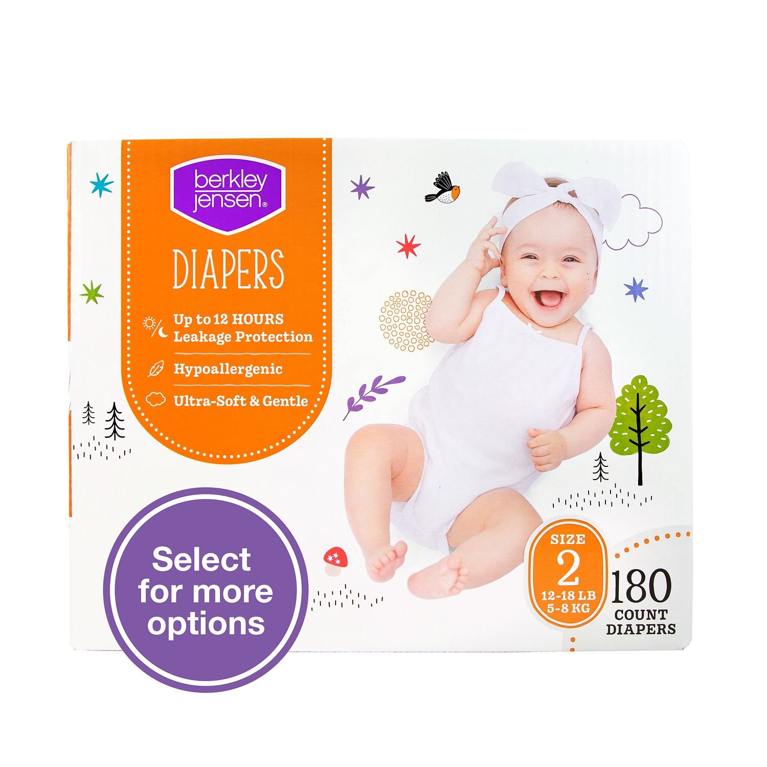 Berkley Jensen Diapers, Size 2, 120 Count, 8.74 lb, White Box, White Diapers - Image 10