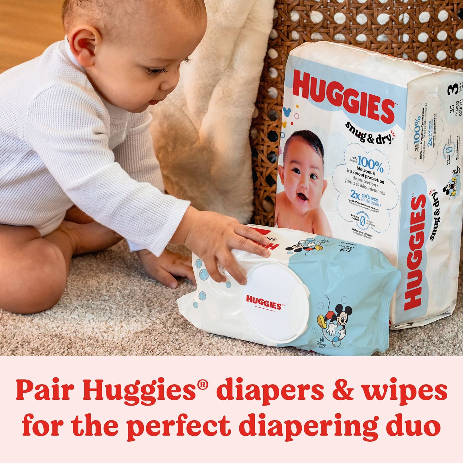 Huggies Simply Clean Baby Wipes - Unscented, 18 Packs, 1,152 Count, 19.2 lb, White and Red Package, White Wipes - Image 5