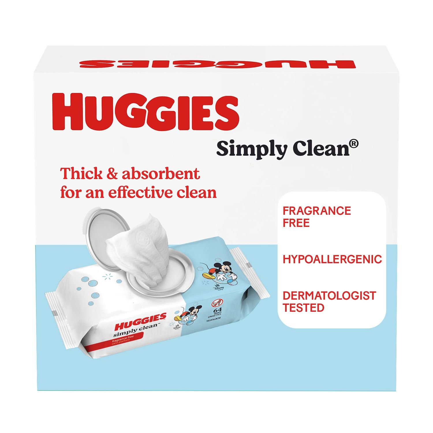 Huggies Simply Clean Baby Wipes - Unscented, 18 Packs, 1,152 Count, 19.2 lb, White and Red Package, White Wipes - Image 8