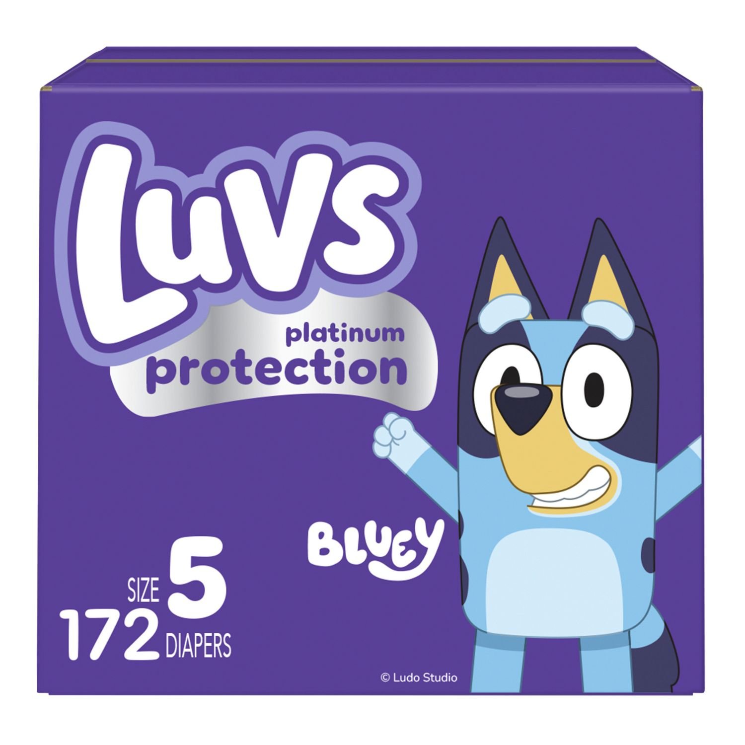 Luvs Platinum Protection Baby Diapers, Size 5, 172 Count, 12.43 lb, Purple Box, White Diapers