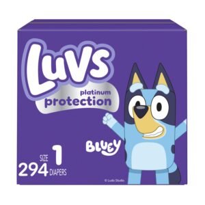 Luvs Platinum Protection Baby Diapers, Size 1, 294 Count, 12.42 lb, Purple Box, White Diapers