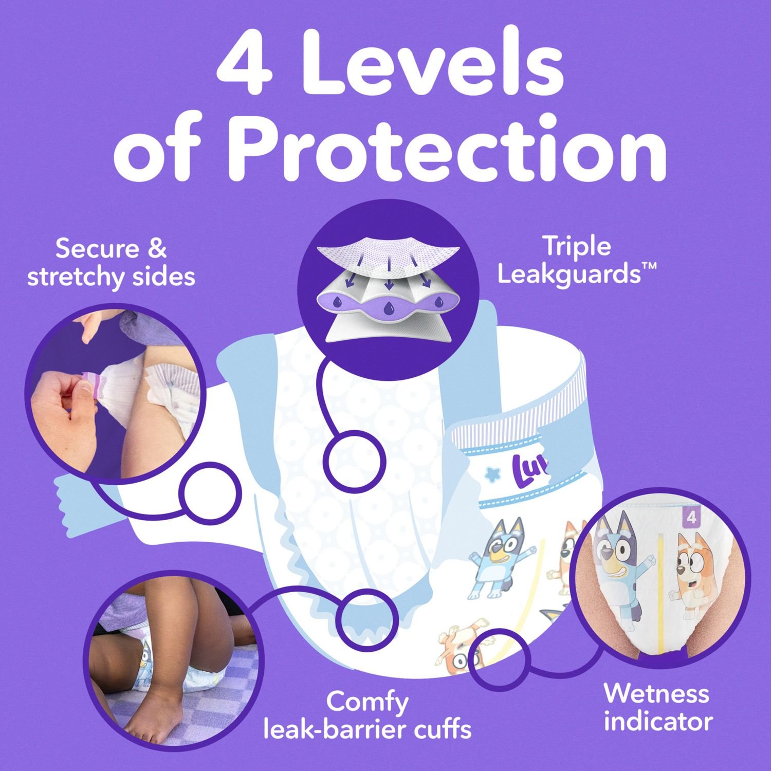 Luvs Platinum Protection Baby Diapers, Size 2, 264 Count, 12.66 lb, Purple Box, White Diapers - Image 2
