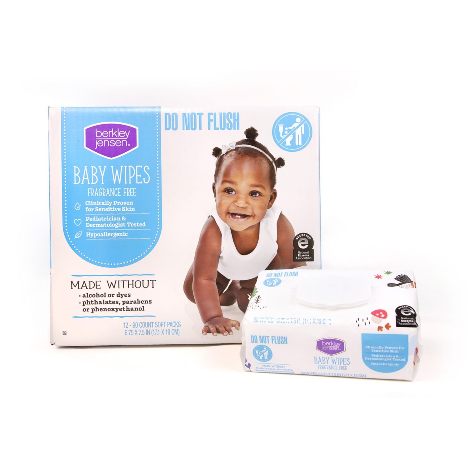 Berkley Jensen Baby Wipes - Fragrance Free, 12 Packs, 1,080 Count, 17.7 lb, White and Blue Package, White Wipes - Image 5