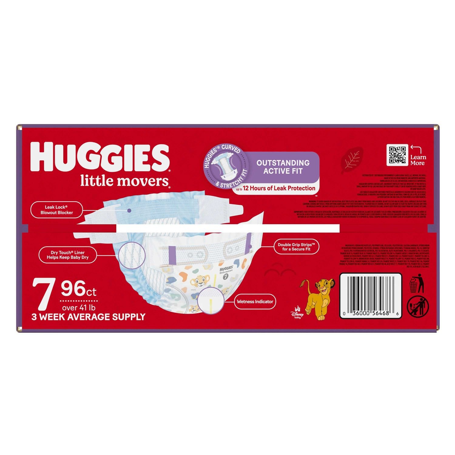 Huggies Little Movers Diapers, Size 7, 96 Count, 9.8 lb, Red Box, White Diapers - Image 4