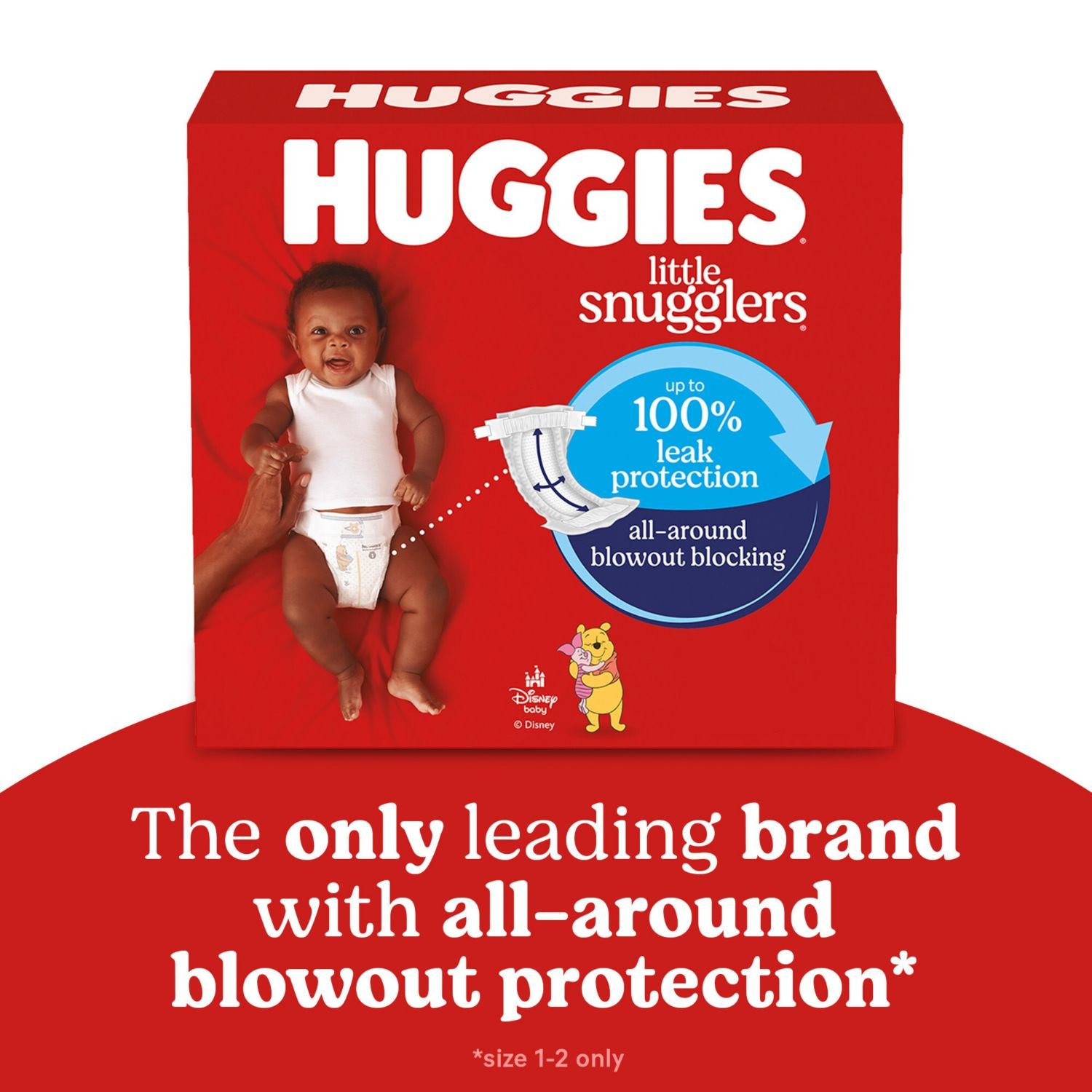 Huggies Little Snugglers Baby Diapers, Size 1, 234 Count, 13.3 lb, Red Box, White Diapers - Image 2
