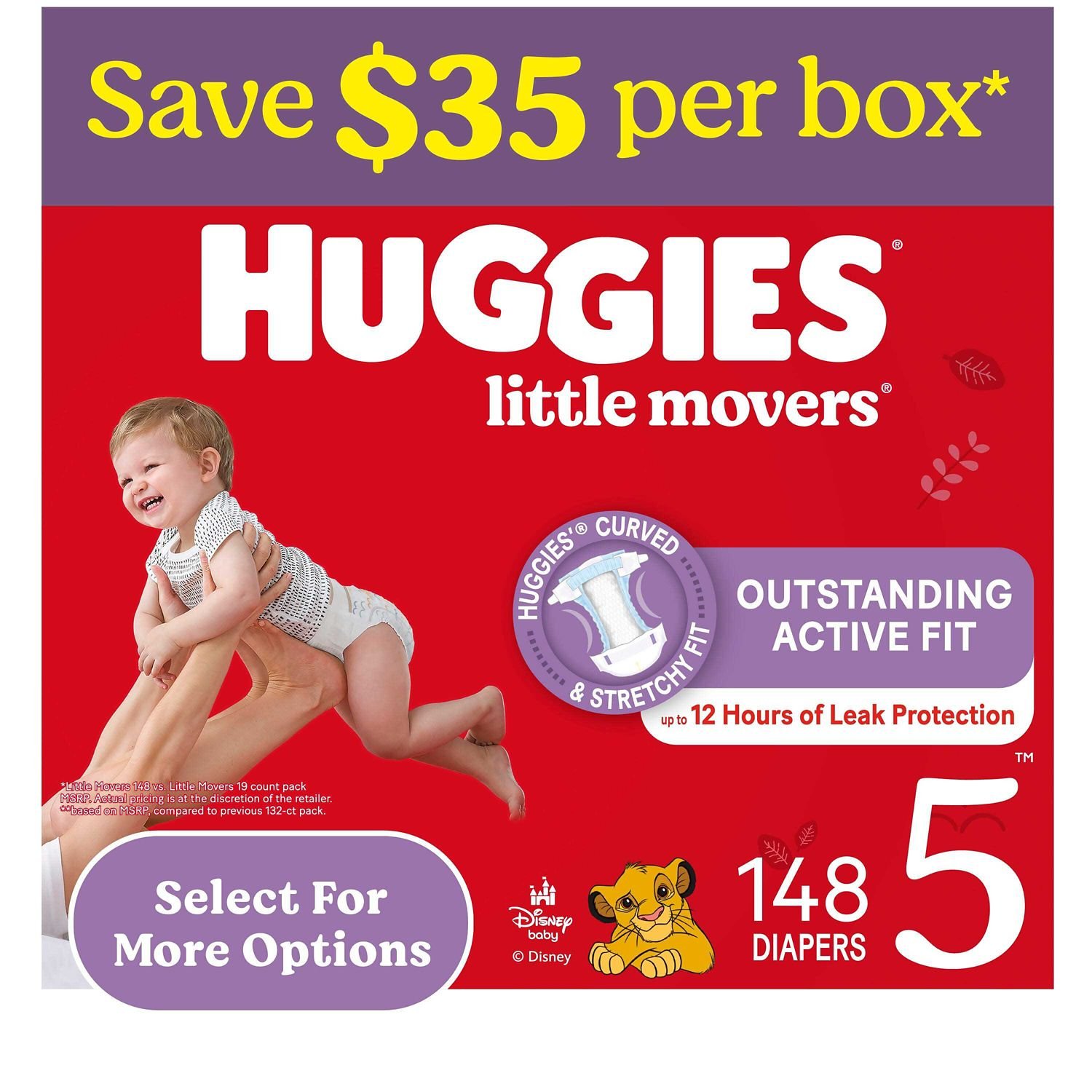 Huggies Little Movers Diapers, Size 5, 148 Count, 13.5 lb, Red Box, White Diapers - Image 10