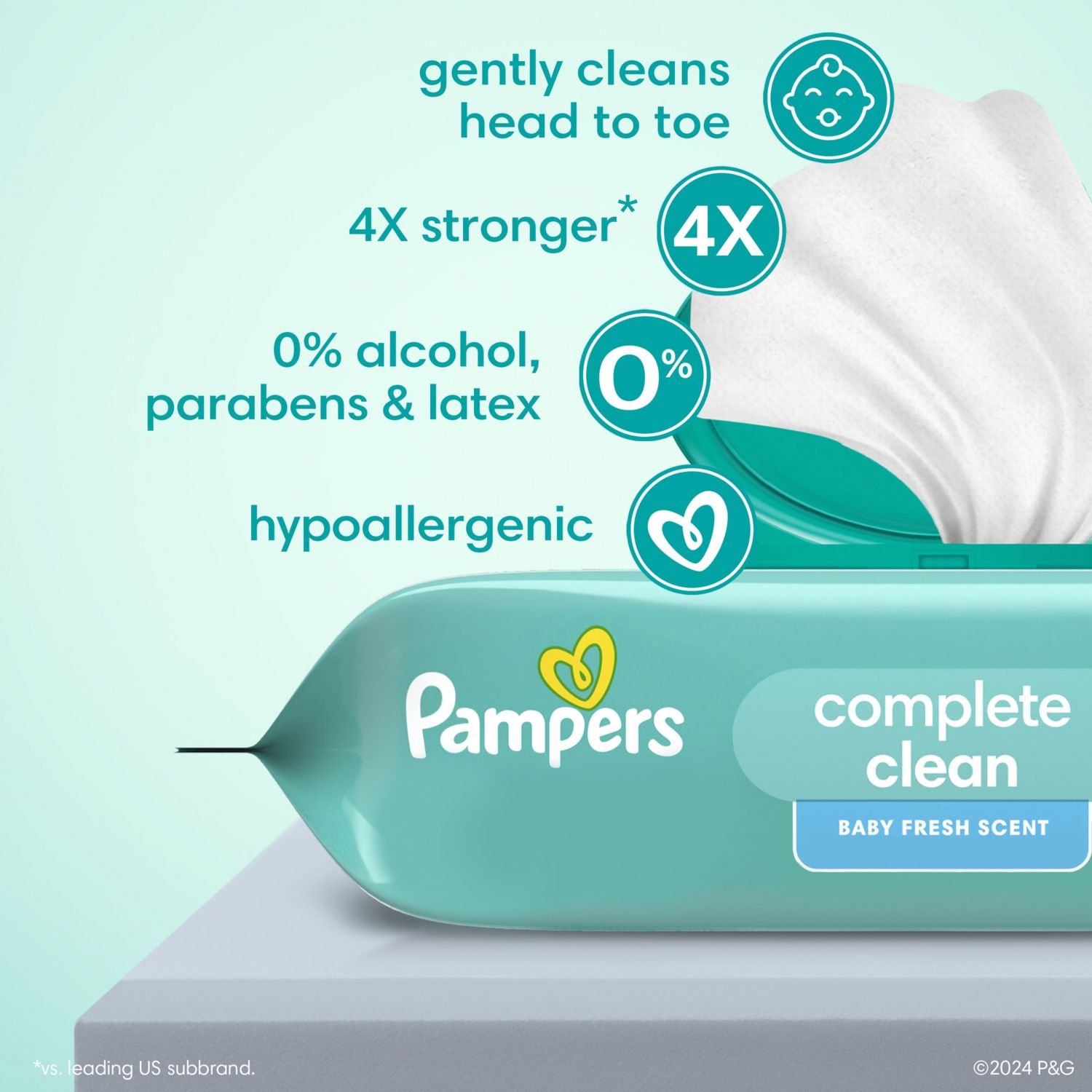 Pampers Baby Clean Wipes - Fresh Scent, 15 Packs, 1,200 Count, 18.06 lb, Teal Package, White Wipes - Image 6