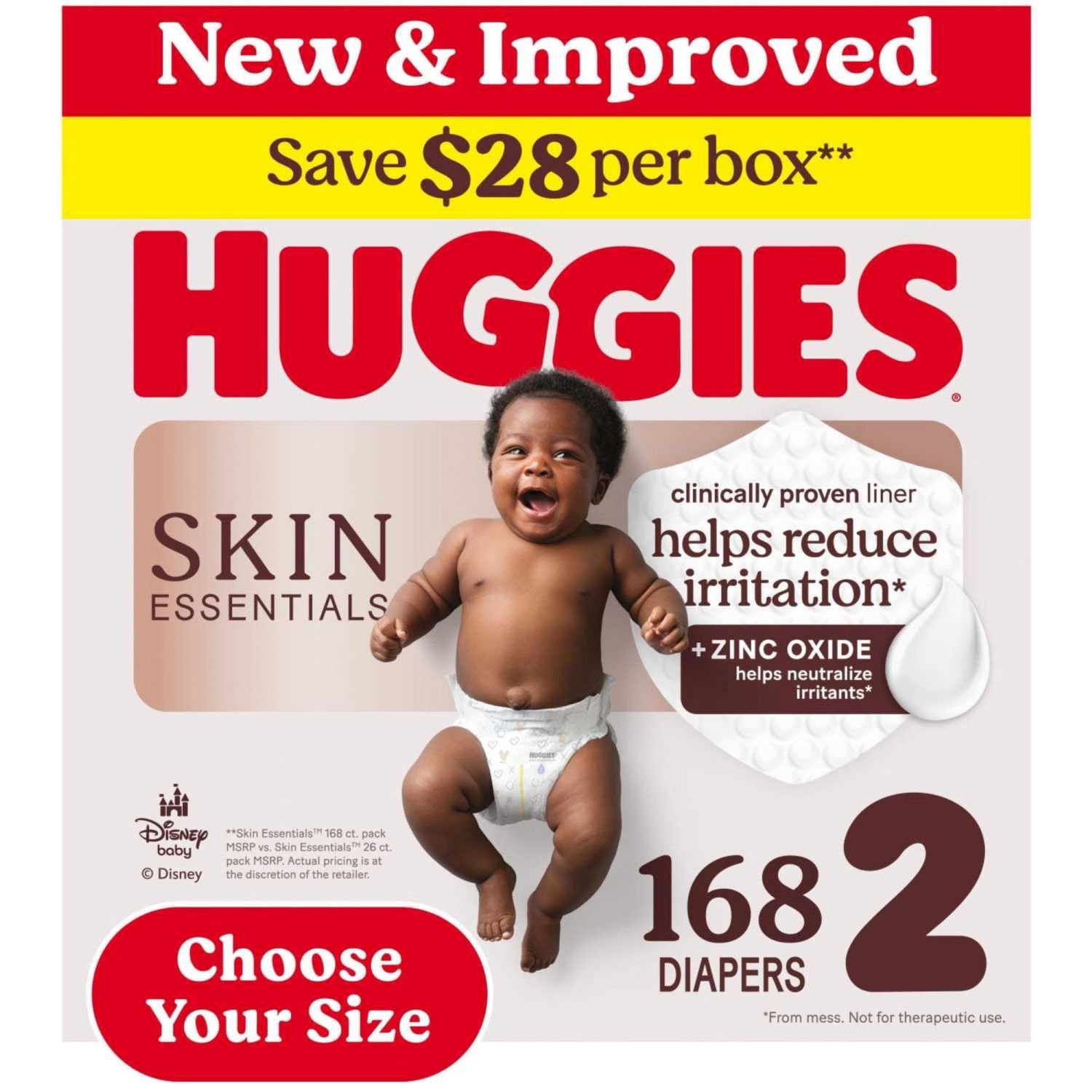 Huggies Skin Essentials Baby Diapers, Size 2, 168 Count, 11 lb, White and Red Box, White Diapers - Image 3