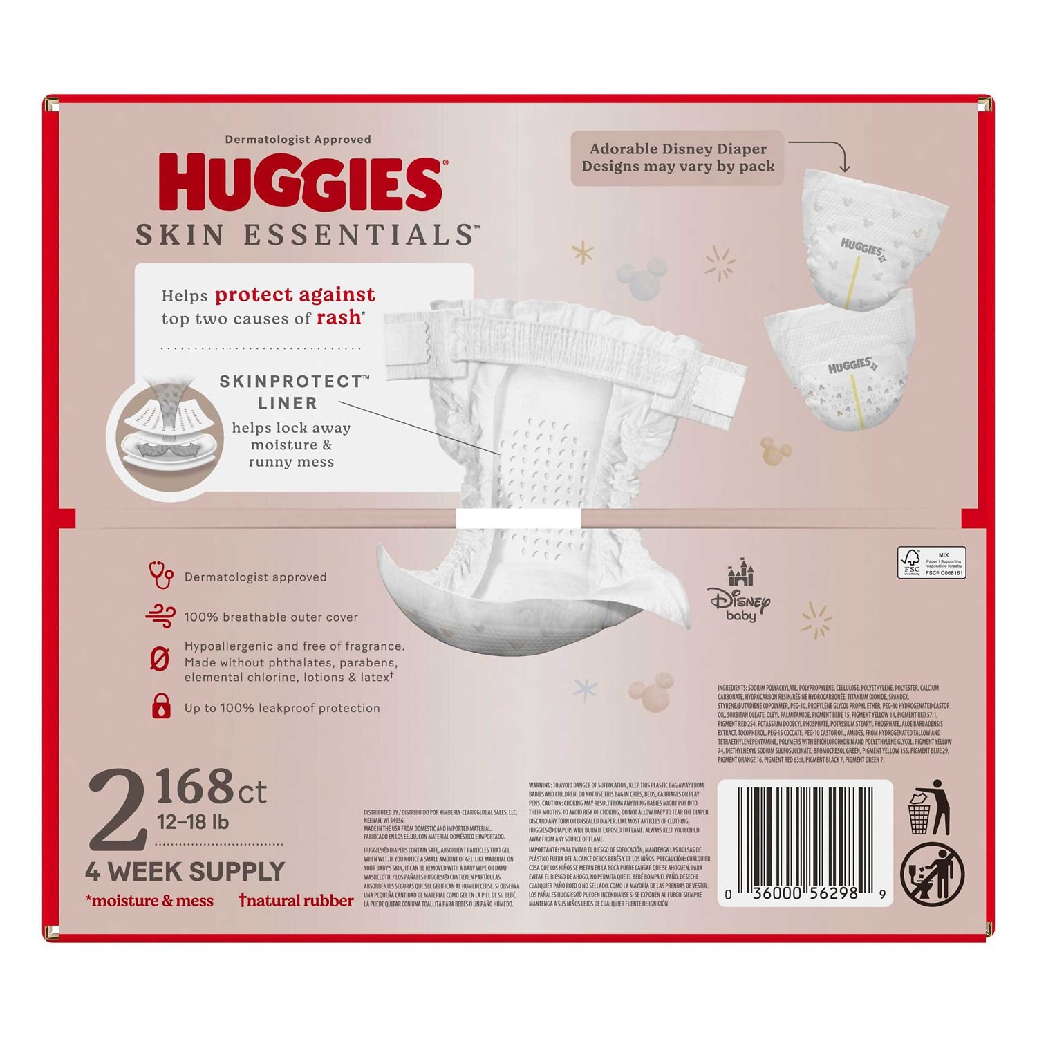 Huggies Skin Essentials Baby Diapers, Size 2, 168 Count, 11 lb, White and Red Box, White Diapers - Image 6