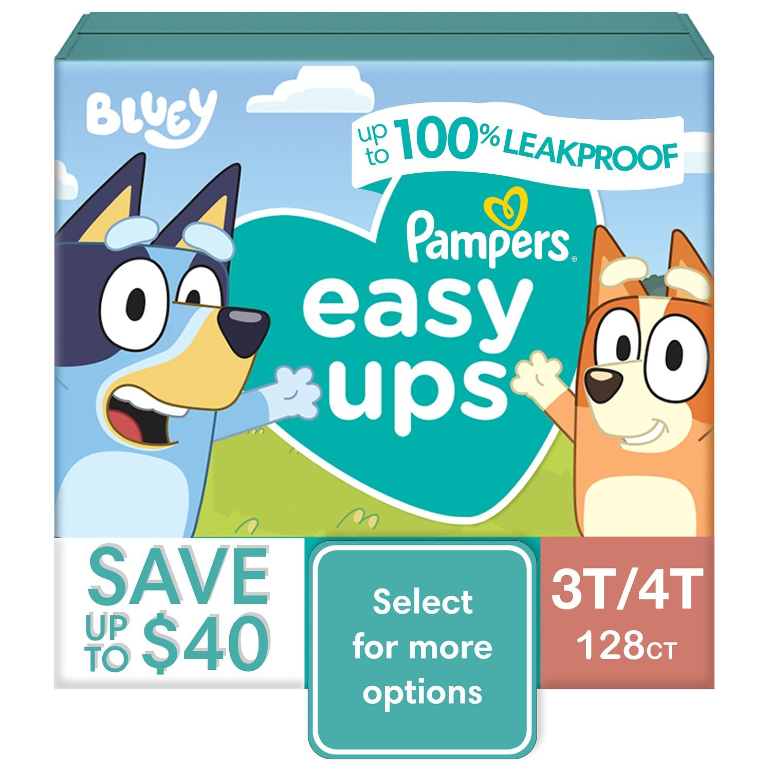 Pampers Easy Ups Training Underwear, Size 3T-4T, 128 Count, 9.16 lb, Teal Box, White Training Pants - Image 9
