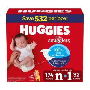Huggies Little Snugglers Baby Diapers, Size Newborn, 206 Count, 10 lb, Red Box, White Diapers