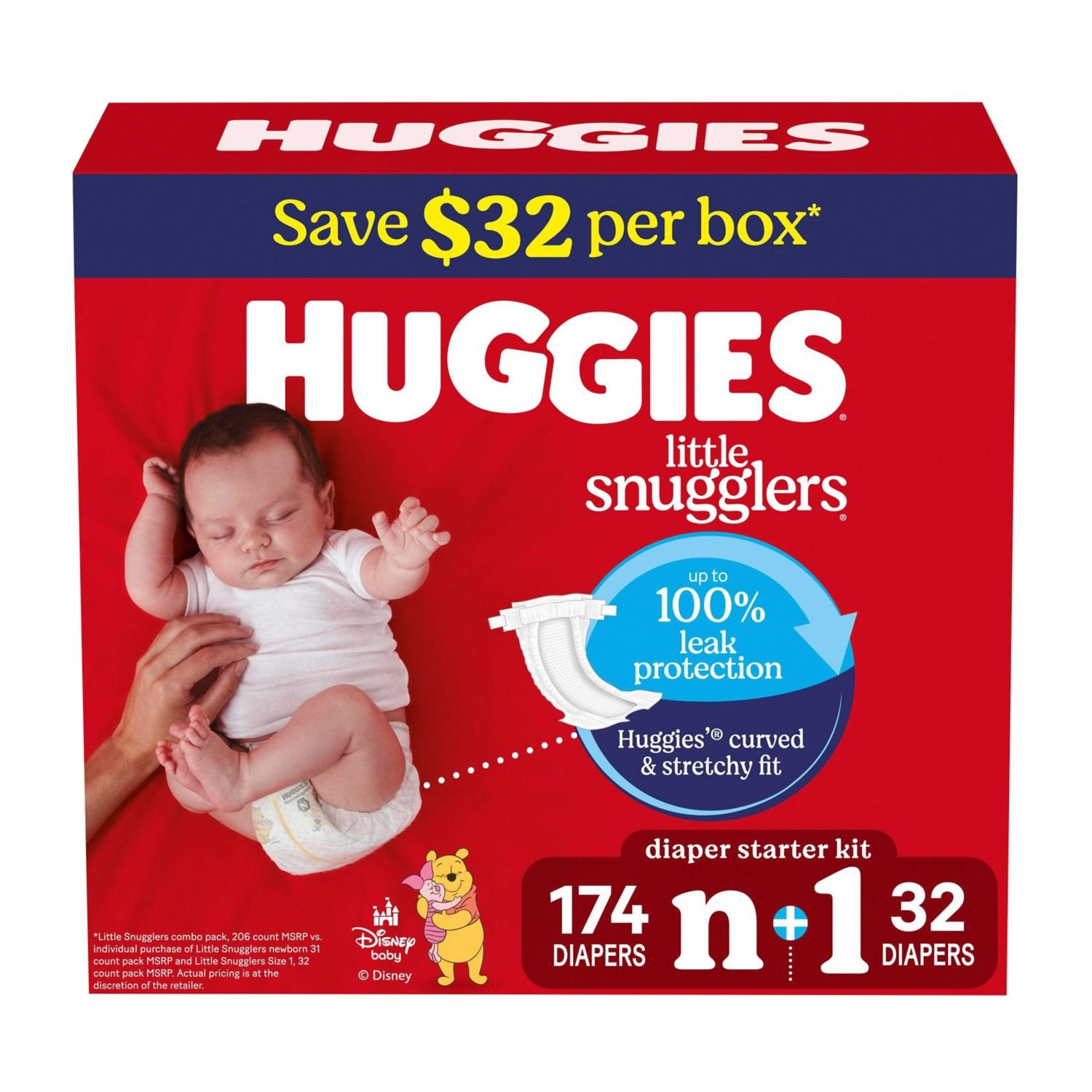 Huggies Little Snugglers Baby Diapers, Size Newborn, 206 Count, 10 lb, Red Box, White Diapers