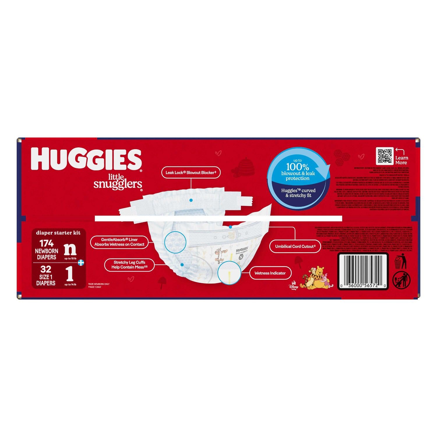 Huggies Little Snugglers Baby Diapers, Size Newborn, 206 Count, 10 lb, Red Box, White Diapers - Image 5