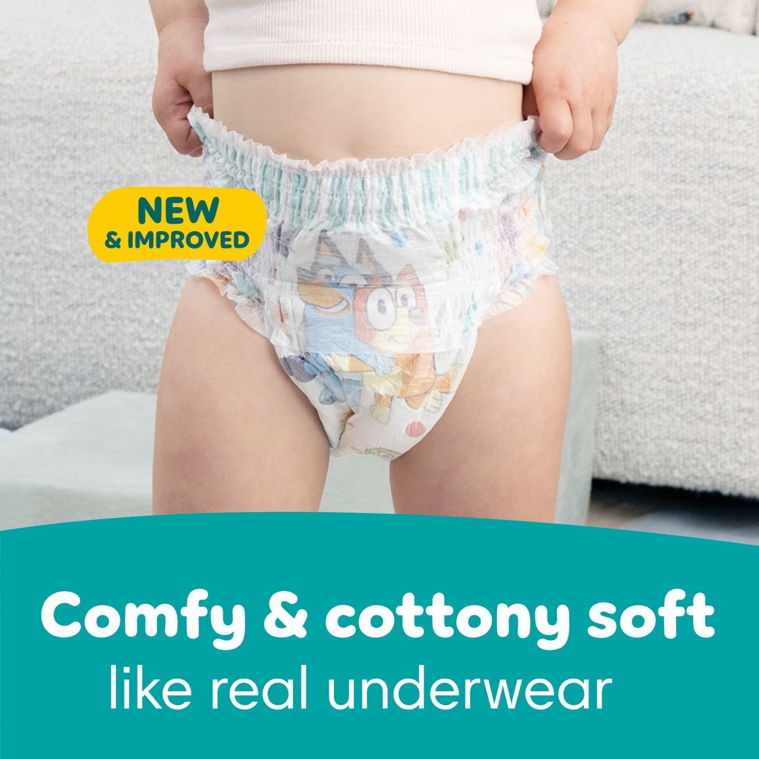 Pampers Easy Ups Training Underwear, Size 2T-3T, 144 Count, 9.62 lb, Teal Box, White Training Pants - Image 3