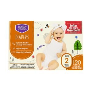 Berkley Jensen Diapers, Size 2, 120 Count, 6.67 lb, White and Tan Box, White Diapers