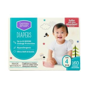 Berkley Jensen Diapers, Size 4, 160 Count, 11.65 lb, White and Teal Box, White Diapers