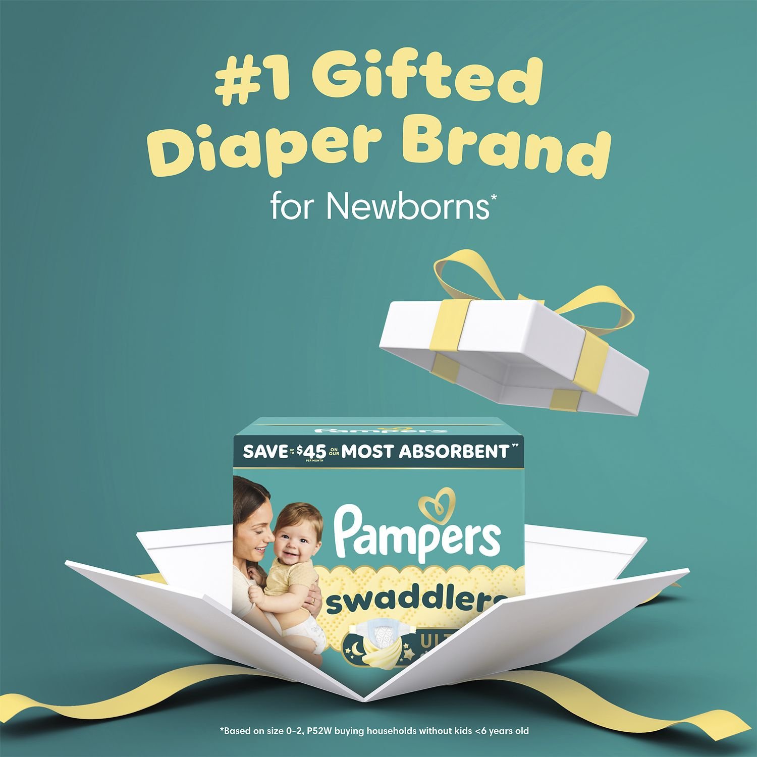 Pampers Swaddlers Ultra Day & Night Diapers, Size 3, 180 Count, 13.36 lb, Teal Box, White Diapers - Image 5