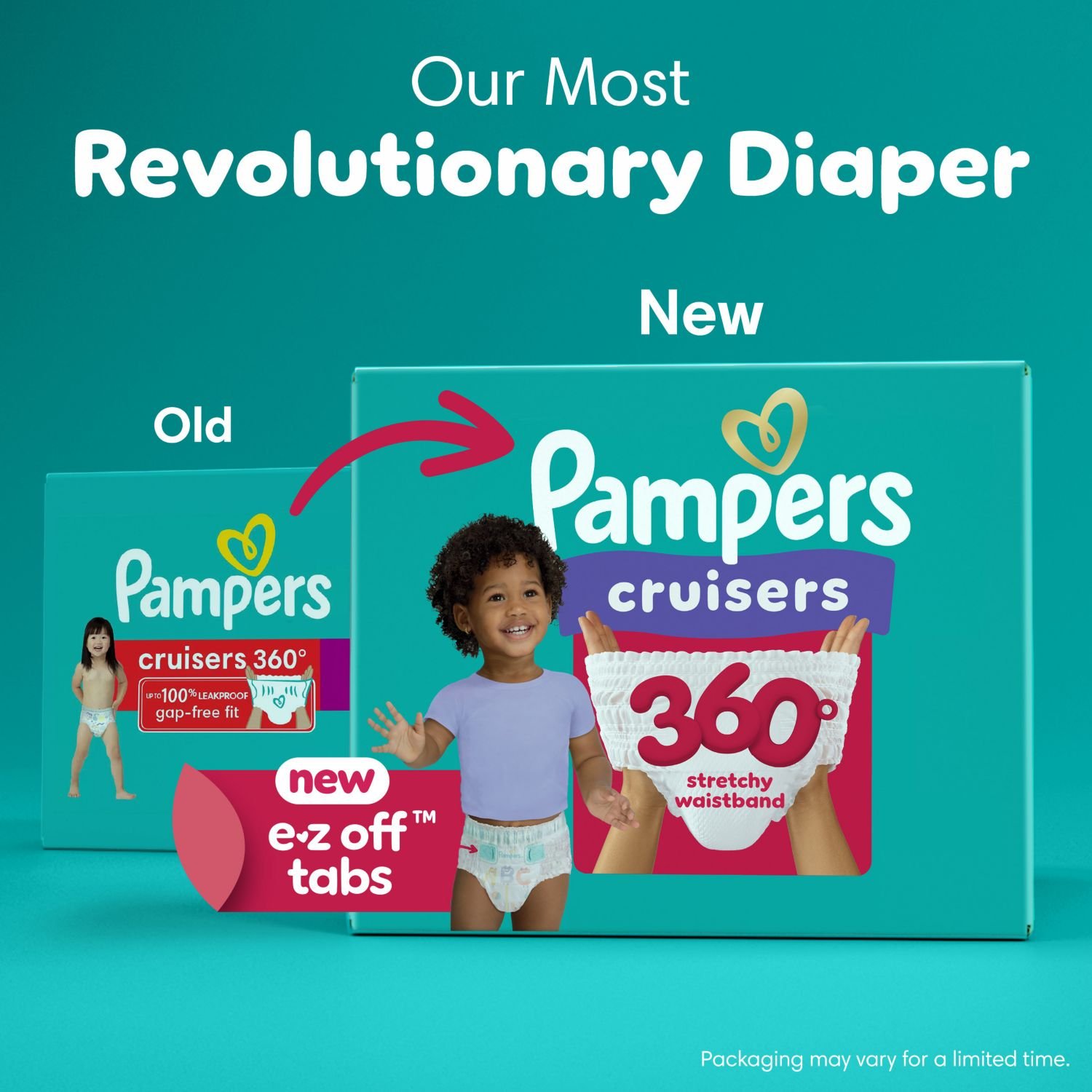 Pampers Cruisers 360 Pull-On Diapers, Size 7, 84 Count, 8.23 lb, Teal Box, White Diapers - Image 8