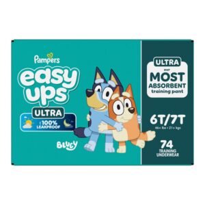 Pampers Easy Ups Ultra Training Pants, Unisex, Size 6T-7T, 74 Count, 7.71 lb, Teal Box, White Training Pants