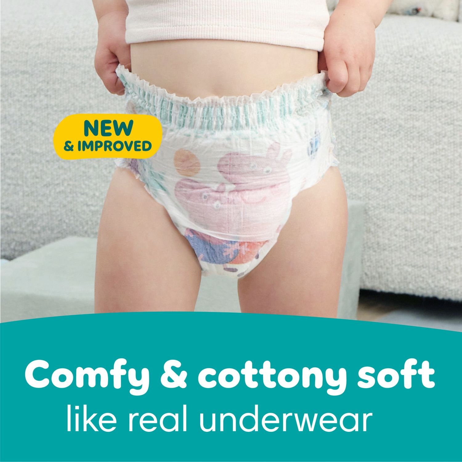 Pampers Easy Ups Ultra Training Pants, Unisex, Size 4T-5T, 105 Count, 8.8 lb, Teal Box, White Training Pants - Image 4